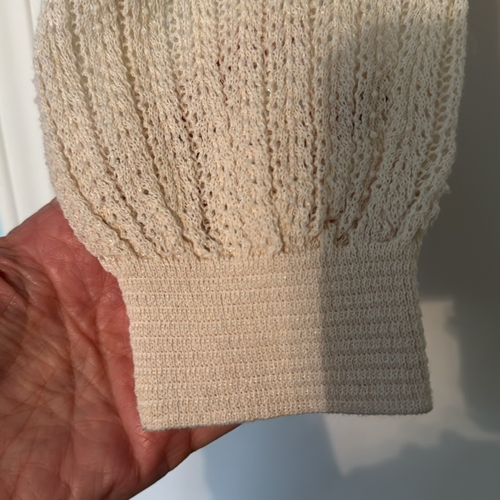 Zara Cream Knit Blouse size medium PA - Picture 3 of 6